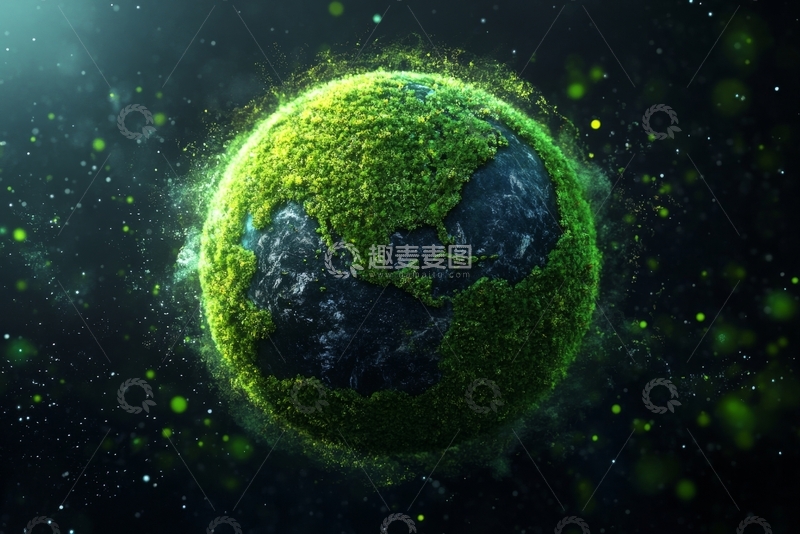 高清大图下载【趣麦麦图】绿色植被覆盖的地球图像