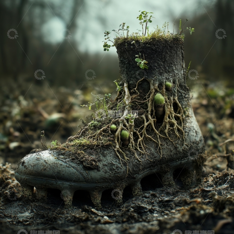 高清大图下载【趣麦麦图】被自然侵蚀的旧鞋