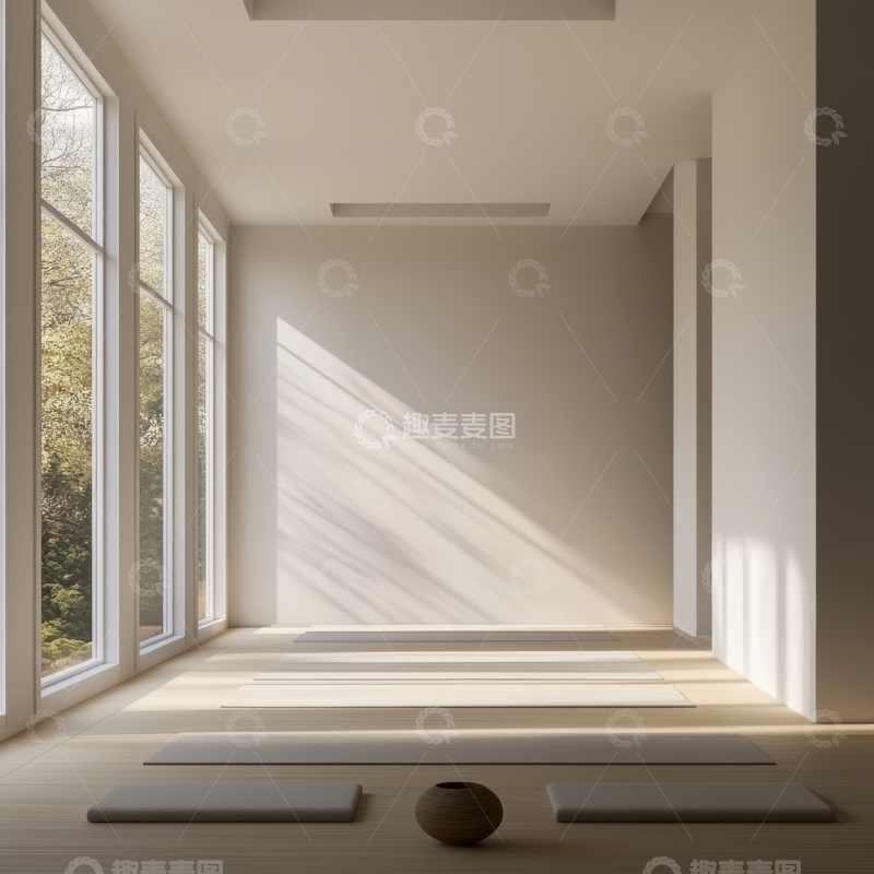 高清大图下载【趣麦麦图】明亮的室内瑜伽空间