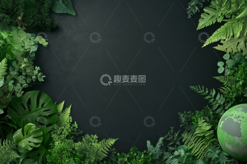 高清大图下载【趣麦麦图】绿植环绕的深色背景