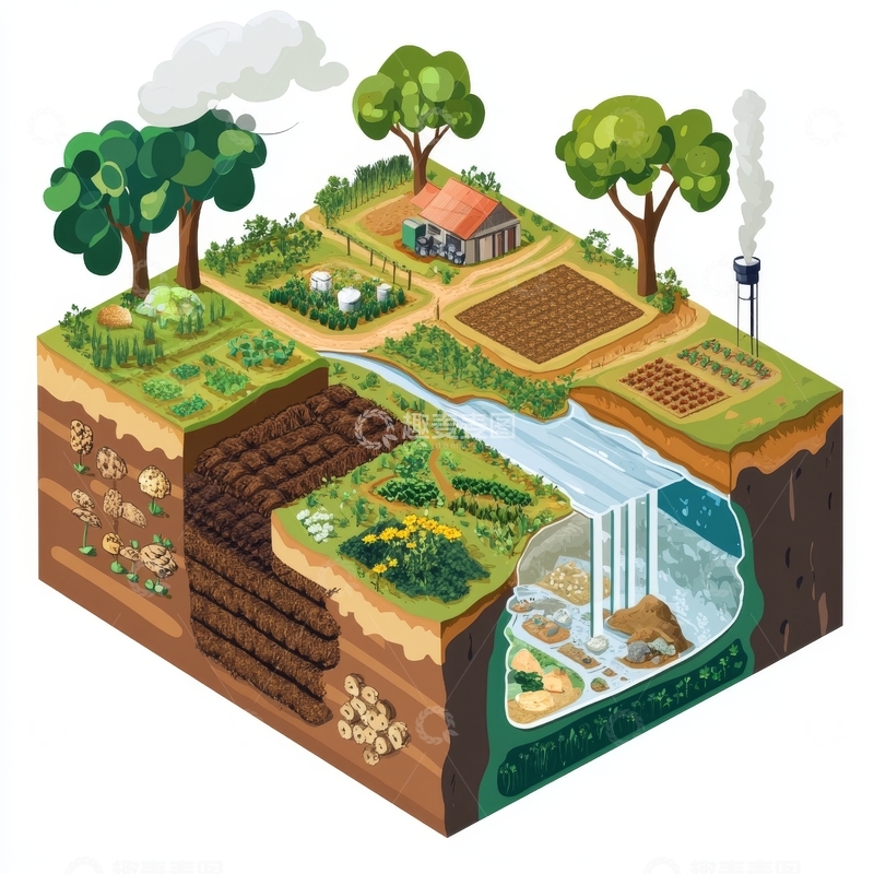 高清大图下载【趣麦麦图】生态农场剖面图
