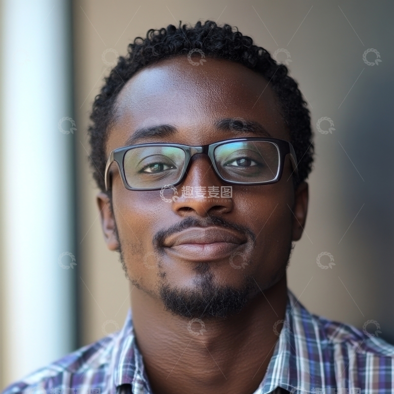 高清大图下载【趣麦麦图】戴眼镜的年轻男子微笑