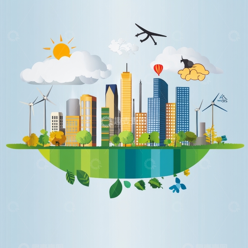 高清大图下载【趣麦麦图】绿色城市与自然生态的和谐共存