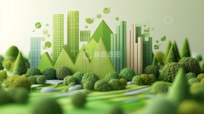 高清大图下载【趣麦麦图】绿色城市与自然景观的和谐融合