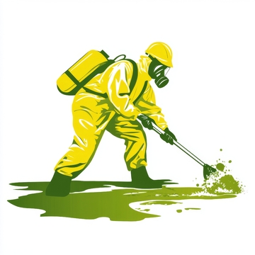 防护服人员清理绿色液体