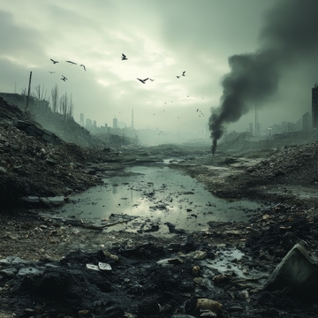 污染河流与工业烟雾