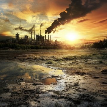 工业污染下的日落景象