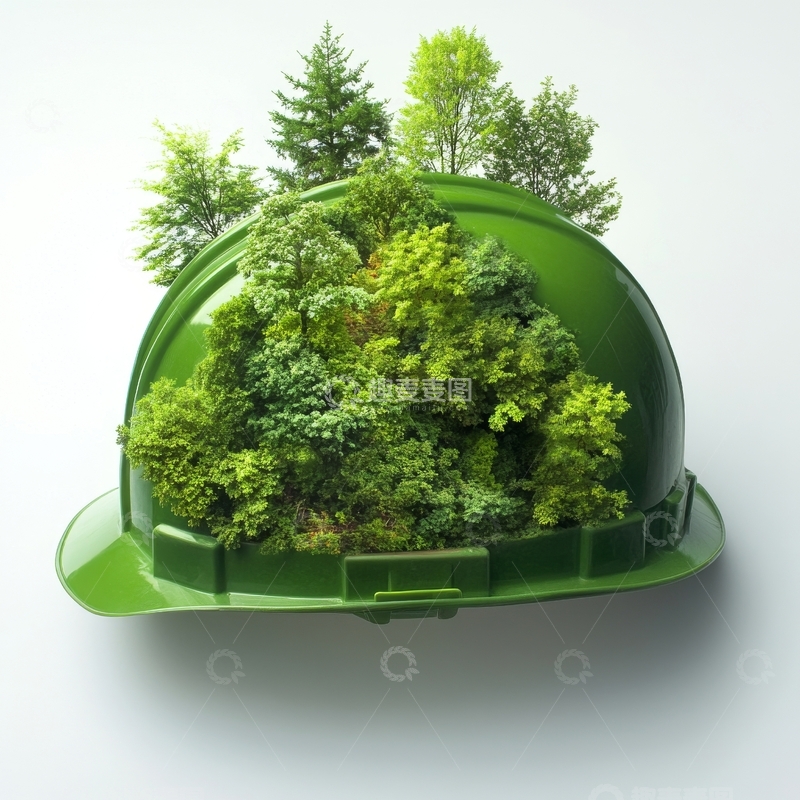 高清大图下载【趣麦麦图】绿色安全帽中的微型森林