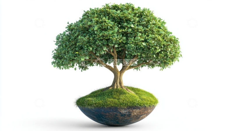 高清大图下载【趣麦麦图】悬浮绿岛上的茂盛树木