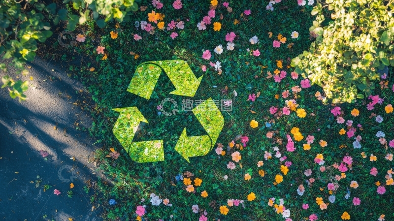 高清大图下载【趣麦麦图】花园中的绿色循环符号