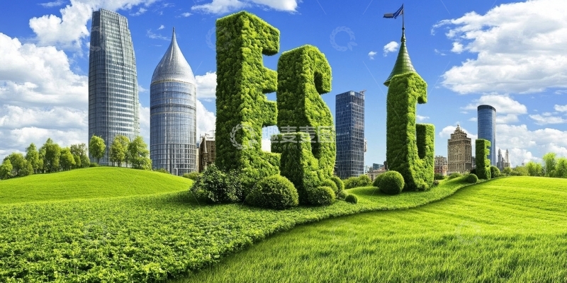 高清大图下载【趣麦麦图】绿色城市景观与ESG标志