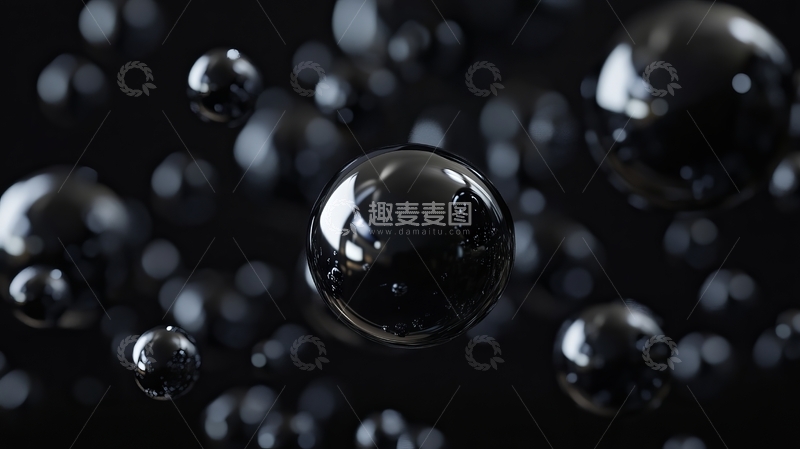 高清大图下载【趣麦麦图】悬浮的黑色透明球体