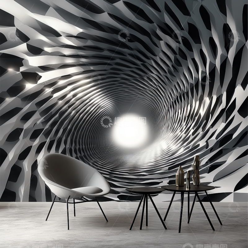高清大图下载【趣麦麦图】现代艺术空间与螺旋图案背景