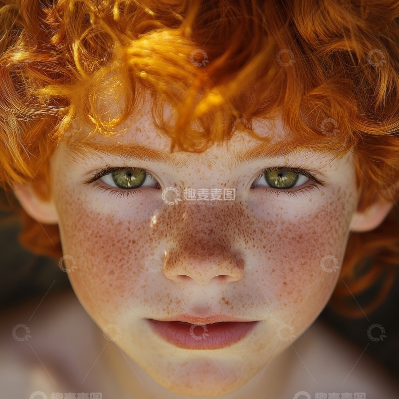 高清大图下载【趣麦麦图】红发男孩的特写肖像
