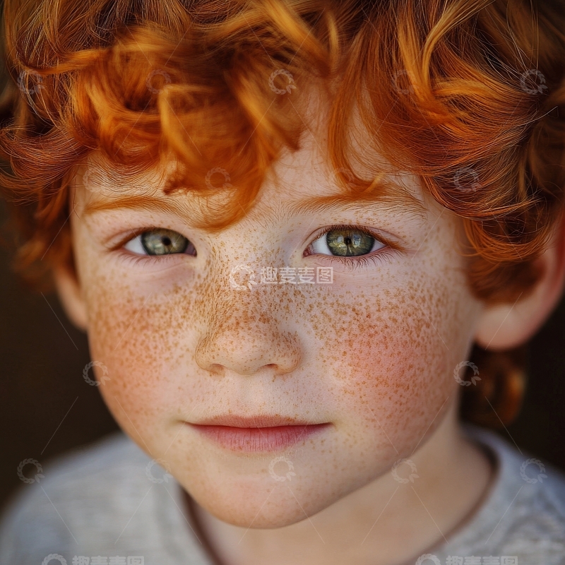 高清大图下载【趣麦麦图】红发孩童的特写肖像