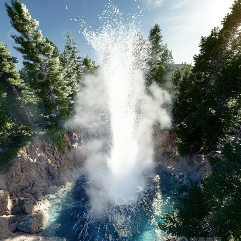 高清大图下载【趣麦麦图】森林峡谷中的喷泉景象