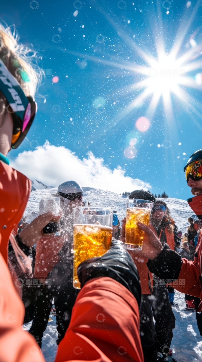 高清大图下载【趣麦麦图】雪地聚会，举杯共庆