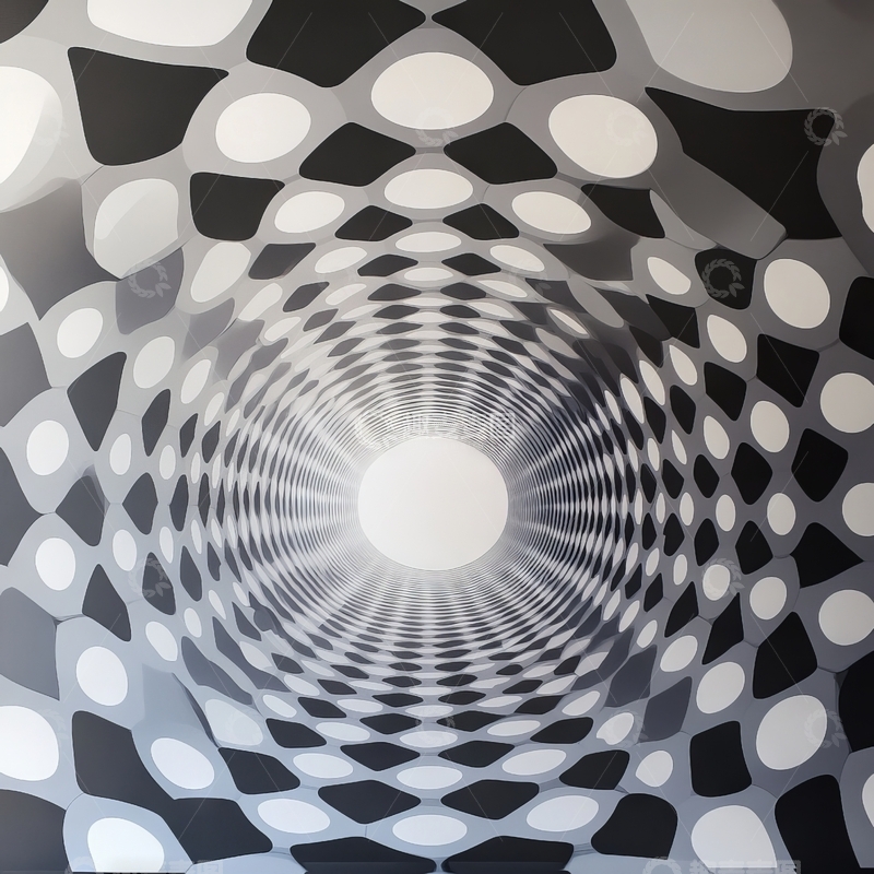 高清大图下载【趣麦麦图】黑白几何螺旋隧道