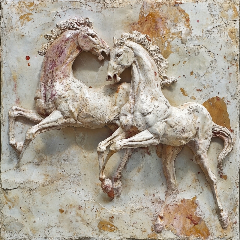 高清大图下载【趣麦麦图】双马争斗浮雕艺术