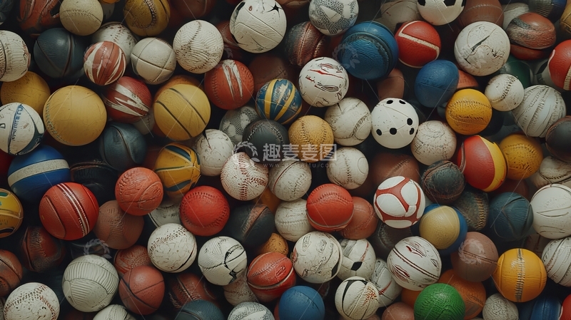 高清大图下载【趣麦麦图】多彩运动球堆叠展示