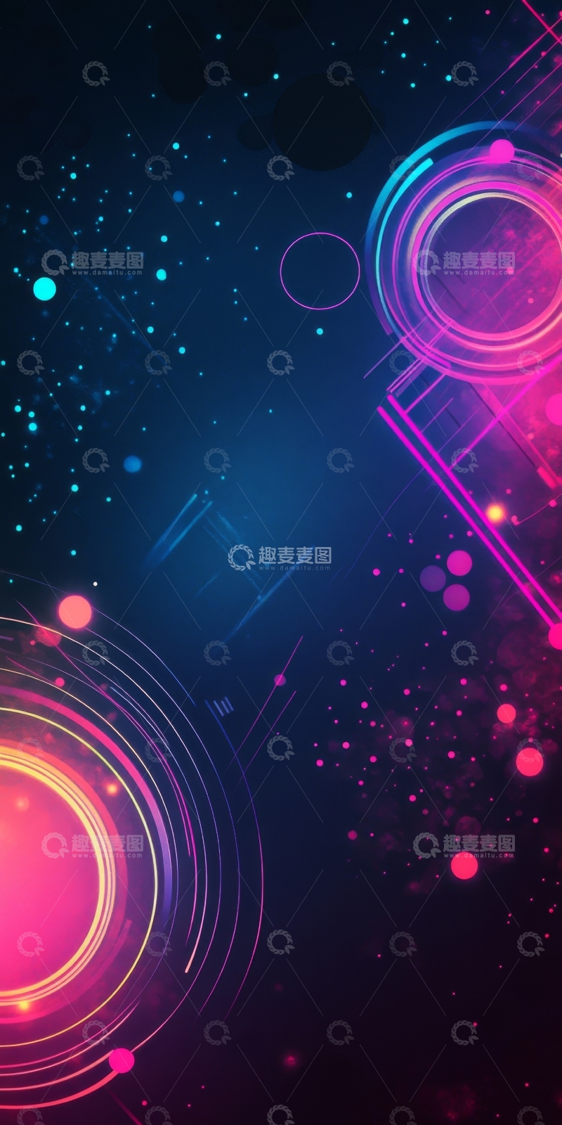 高清大图下载【趣麦麦图】霓虹光影与几何图案的抽象艺术