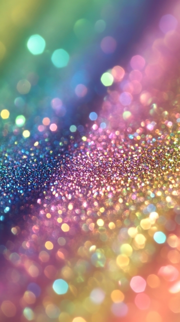 彩虹色闪光颗粒的特写