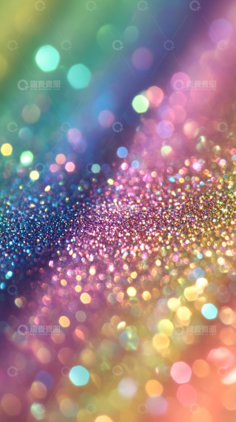 高清大图下载【趣麦麦图】彩虹色闪光颗粒的特写