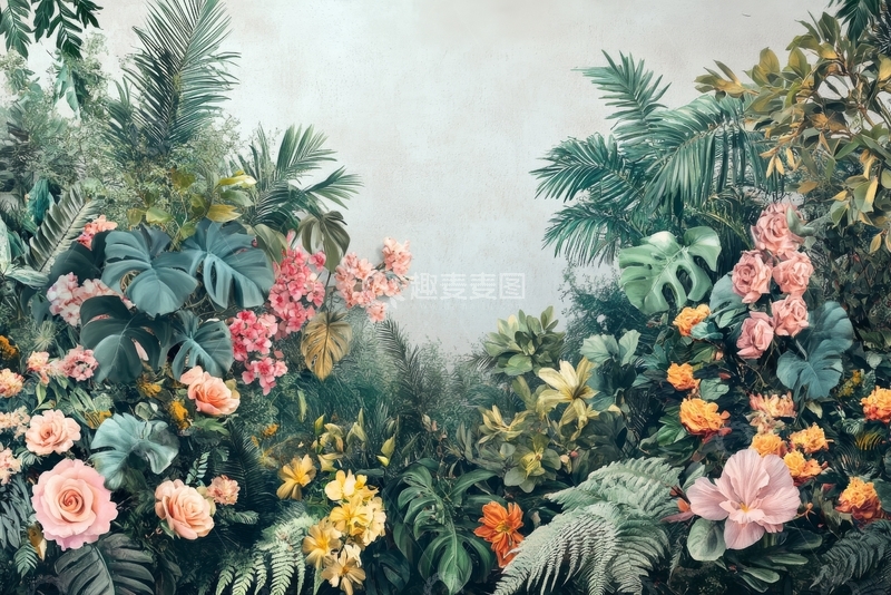 高清大图下载【趣麦麦图】热带植物与花卉的繁茂景象
