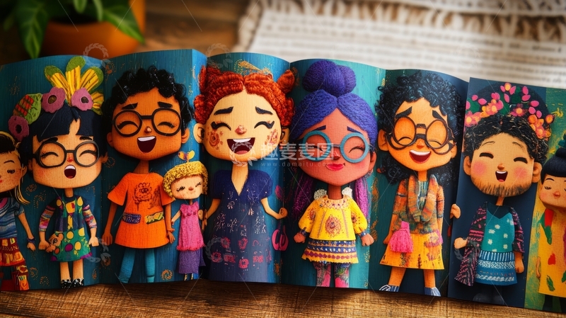 高清大图下载【趣麦麦图】色彩斑斓的卡通人物插画