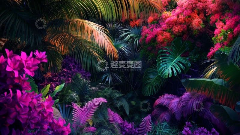 高清大图下载【趣麦麦图】热带雨林的多彩植物