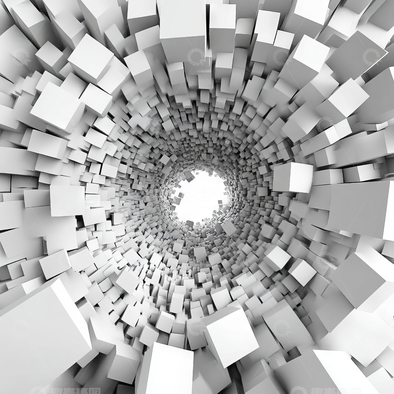 高清大图下载【趣麦麦图】立方体隧道的抽象视觉效果