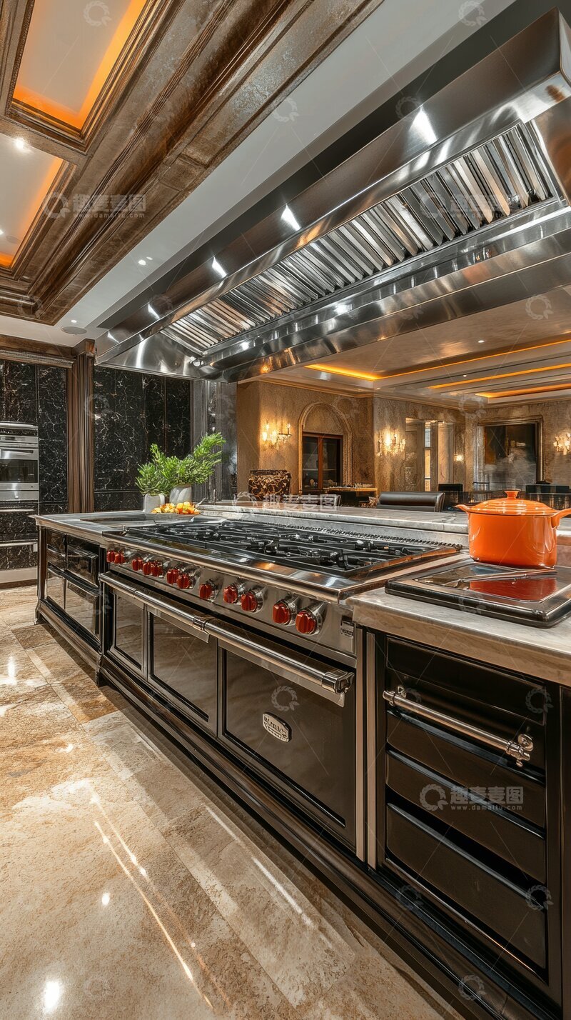高清大图下载【趣麦麦图】豪华厨房，现代与古典结合的设计