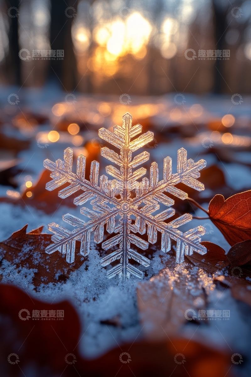 高清大图下载【趣麦麦图】雪地上的晶莹雪花