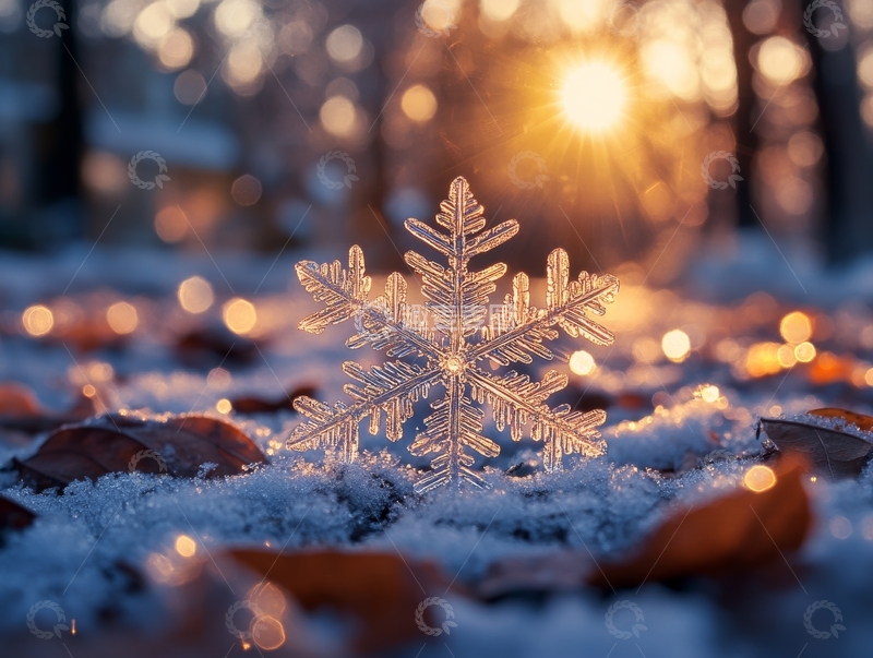 高清大图下载【趣麦麦图】雪地上的晶莹雪花