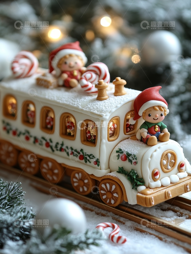 高清大图下载【趣麦麦图】圣诞主题装饰火车，点缀节日氛围
