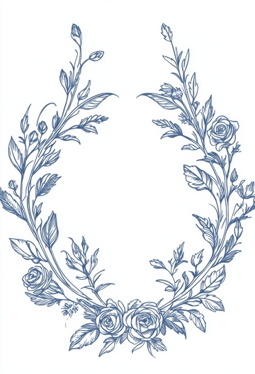 蓝色花卉拱形装饰图案