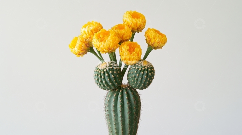 高清大图下载【趣麦麦图】盛开黄色花朵的仙人掌