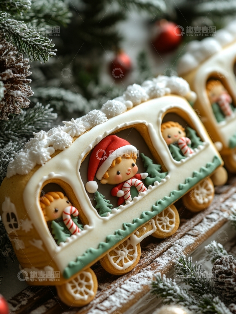 高清大图下载【趣麦麦图】圣诞主题饼干火车装饰