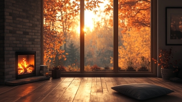 秋日暖阳透过窗户照进室内