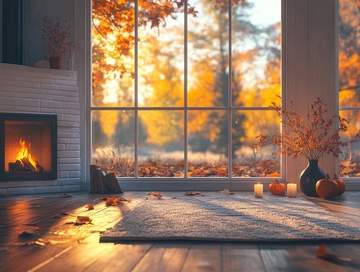 秋日暖阳下的室内温馨场景