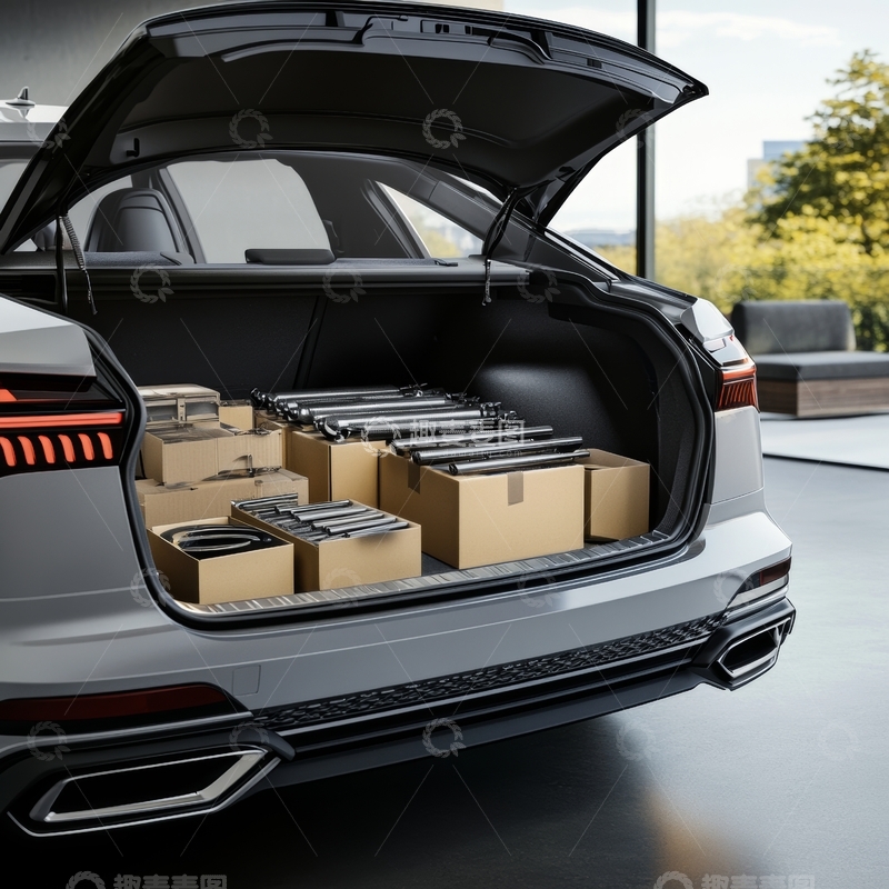 高清大图下载【趣麦麦图】汽车后备箱装载纸箱