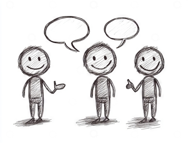 高清大图下载【趣麦麦图】三人对话，表情简笔画