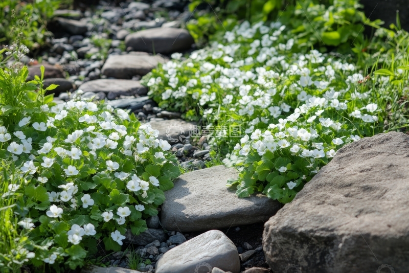 高清大图下载【趣麦麦图】石径旁的白色小花
