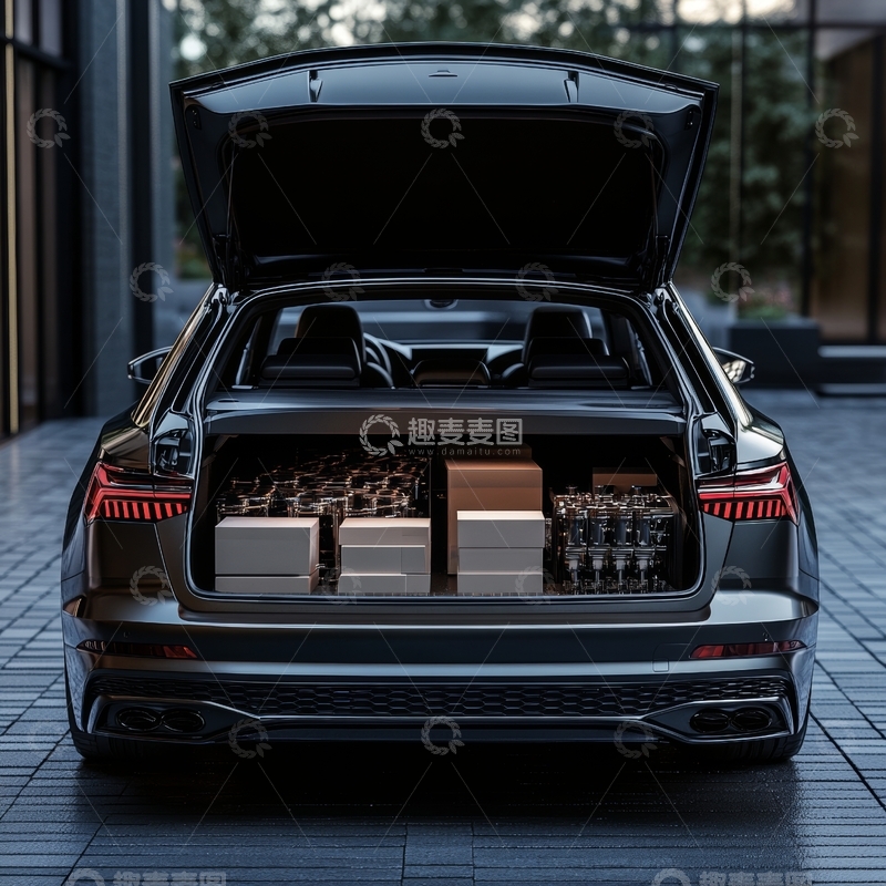 高清大图下载【趣麦麦图】豪华轿车后备箱展示内部结构