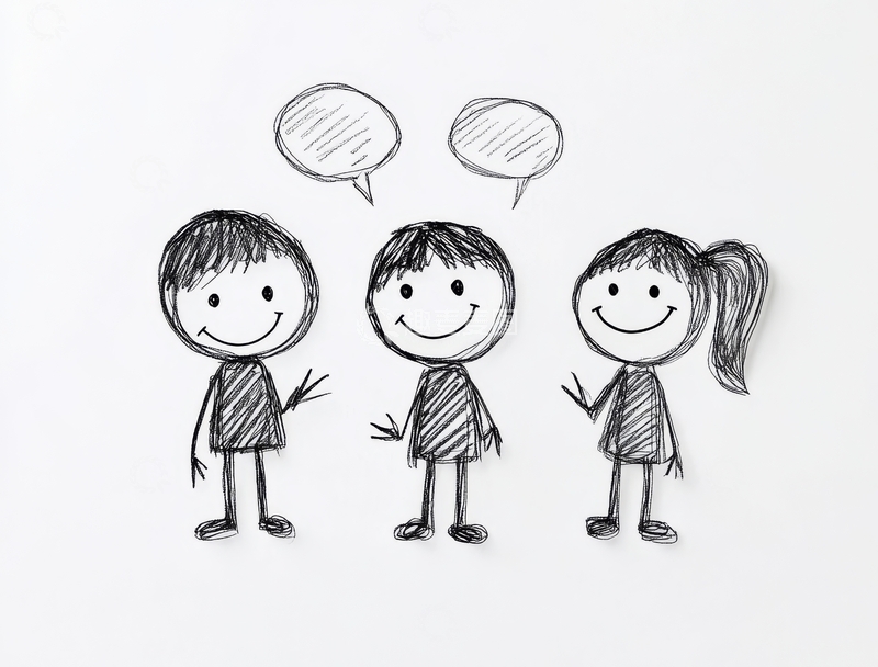 高清大图下载【趣麦麦图】三个笑脸人物的对话场景