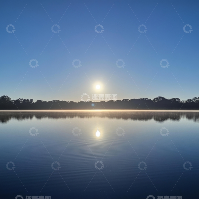 高清大图下载【趣麦麦图】清晨湖面，阳光倒影