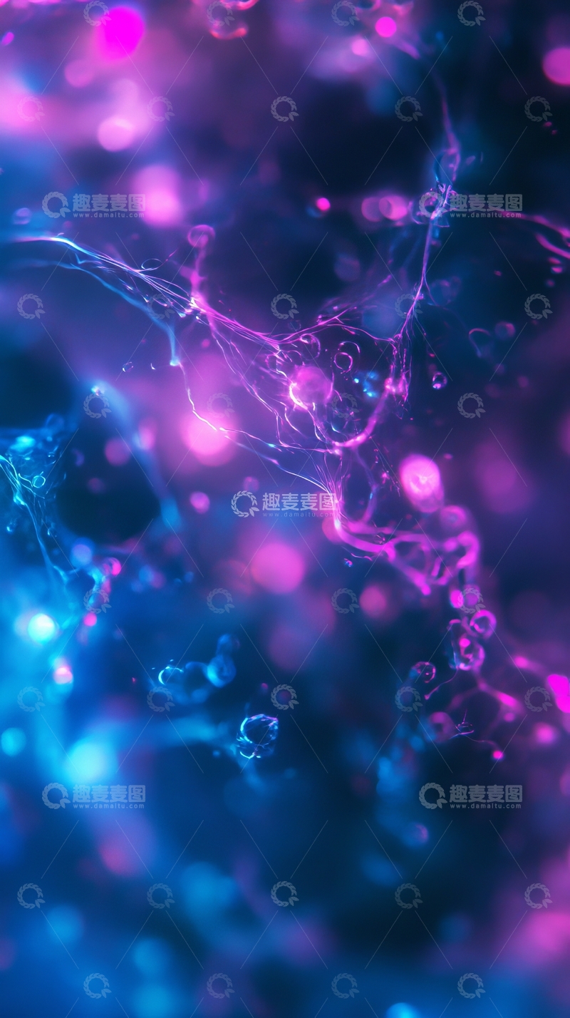 高清大图下载【趣麦麦图】蓝紫交织的抽象光影艺术