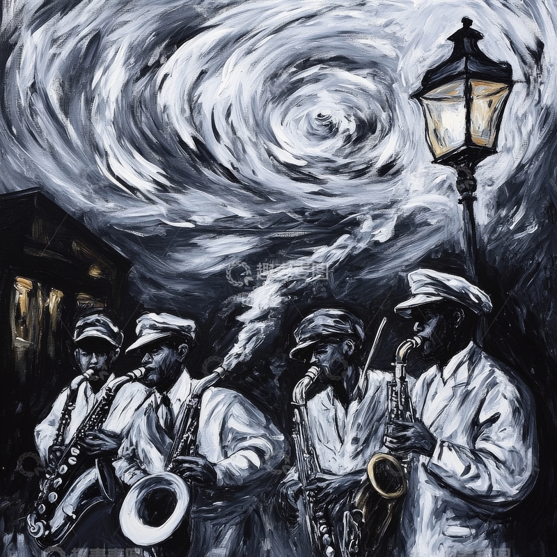 高清大图下载【趣麦麦图】夜色下的爵士乐队