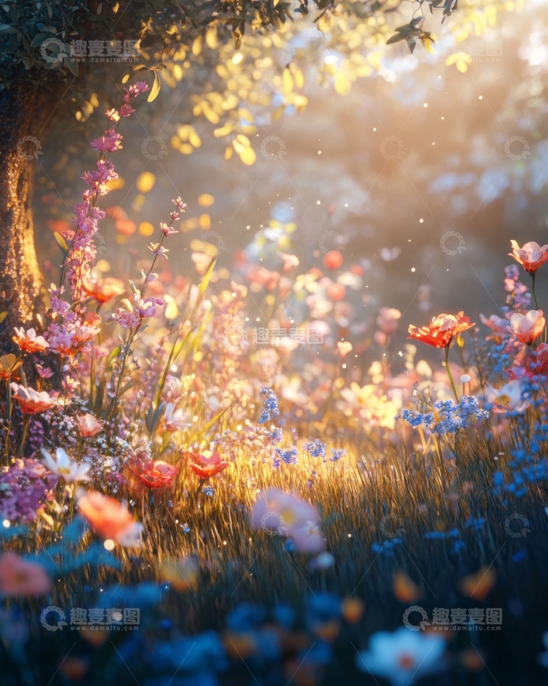 高清大图下载【趣麦麦图】阳光下的梦幻花海
