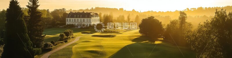 高清大图下载【趣麦麦图】晨曦中的高尔夫球场